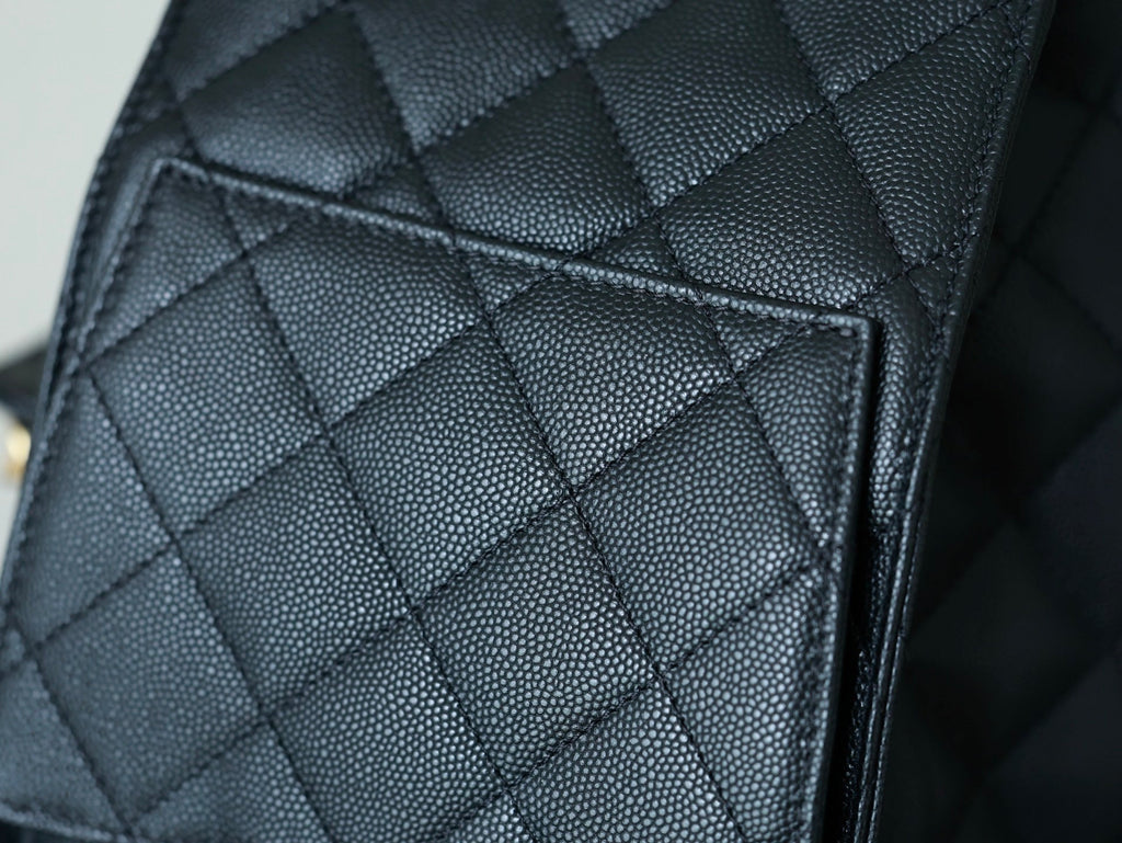 CHANEL 25S HOBO BAG 40 CM IN BLACK LAMBSKIN WITH GOLD HARDWARE